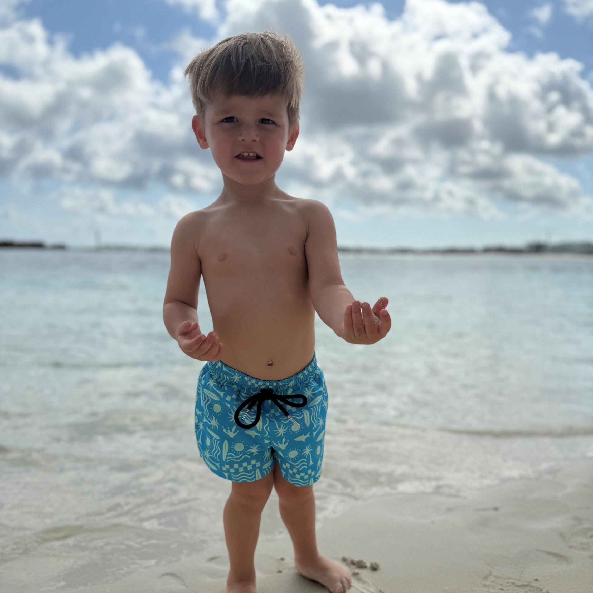 Surfer Print Toddler Swim Trunks
