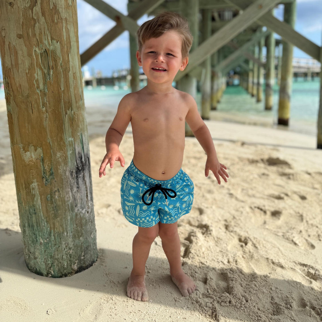 Surfer Print Toddler Swim Trunks